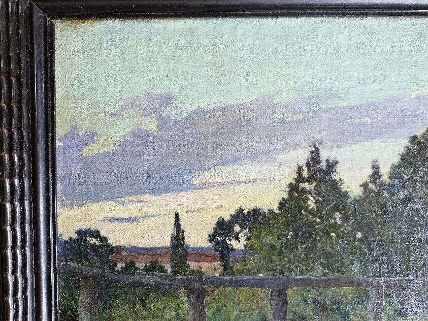 Paesaggio impressionista Edmond Coppenolle, Gand1846 -1914 Francia-photo-1