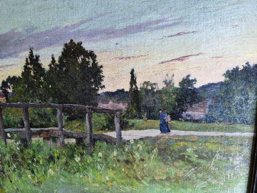 Paesaggio impressionista Edmond Coppenolle, Gand1846 -1914 Francia-photo-2