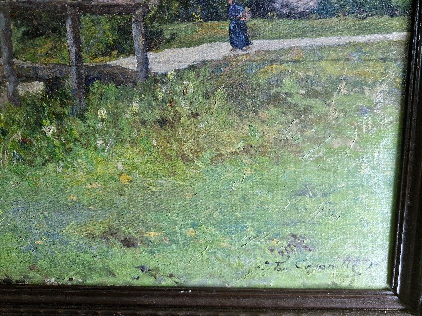 Paesaggio impressionista Edmond Coppenolle, Gand1846 -1914 Francia-photo-3