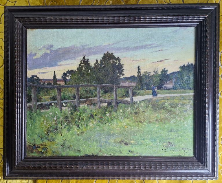 Paesaggio impressionista Edmond Coppenolle, Gand1846 -1914 Francia