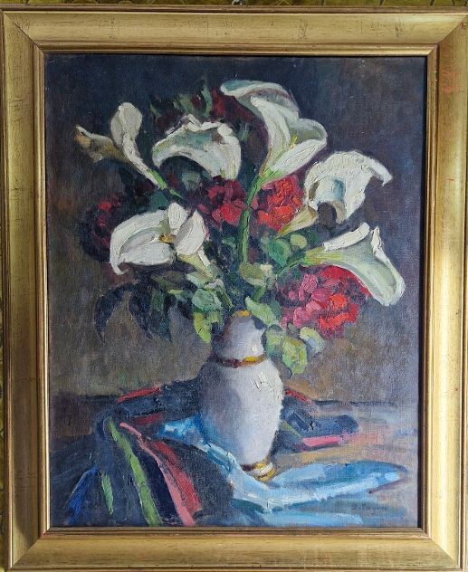 Vaso di fiori Calla (Zantedeschia) firmato Payen