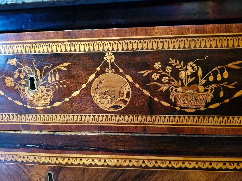 COPPIA DI CASSETTONI NEOCLASSICI CON PIANO IN MARMO-photo-4