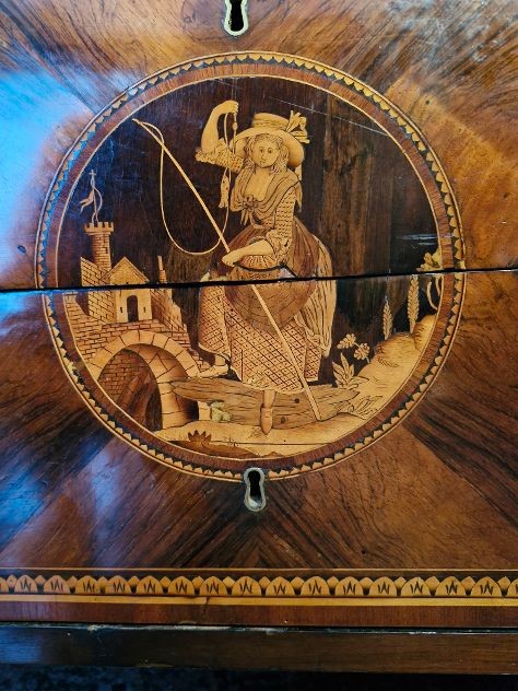 COPPIA DI CASSETTONI NEOCLASSICI CON PIANO IN MARMO-photo-1