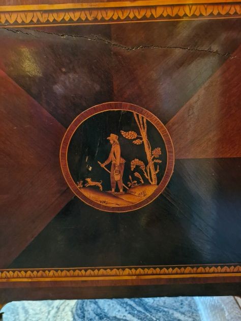 COPPIA DI CASSETTONI NEOCLASSICI CON PIANO IN MARMO-photo-5