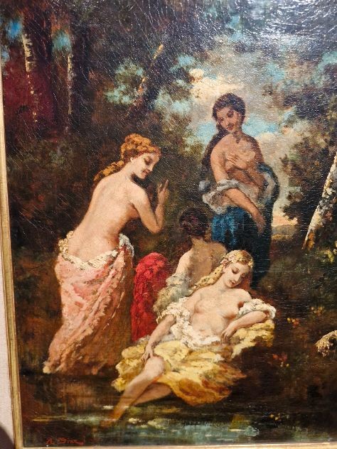 NARCISSE DIAZ DE LA PENA FRANCIA 1808-1876 DONNA AL BAGNO-photo-2