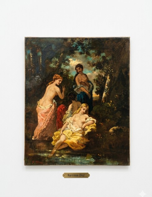 NARCISSE DIAZ DE LA PENA FRANCIA 1808-1876 DONNA AL BAGNO