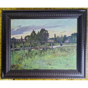 Paesaggio impressionista Edmond Coppenolle, Gand1846 -1914 Francia