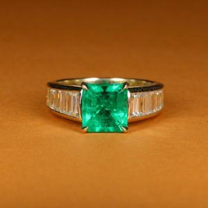 Vintage Gold, Emerald And Diamond Ring