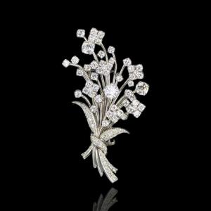 Antique Brooch In Platinum, Gold And Diamonds