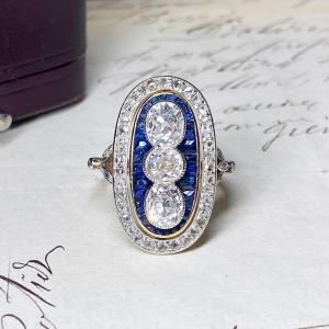 Antique Gold, Platinum, Sapphires And Diamonds Ring