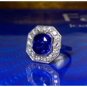 Art Deco Ring In Gold, Sapphire And Diamonds