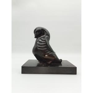 "goose", Bronze Animal Sculpture Signed Nicolas Sokolnicki, Art Deco, Circa 1940