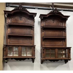 A Few Louis XV Style Wall Cabinets/display Cabinets, Circa 1920, In Oak
