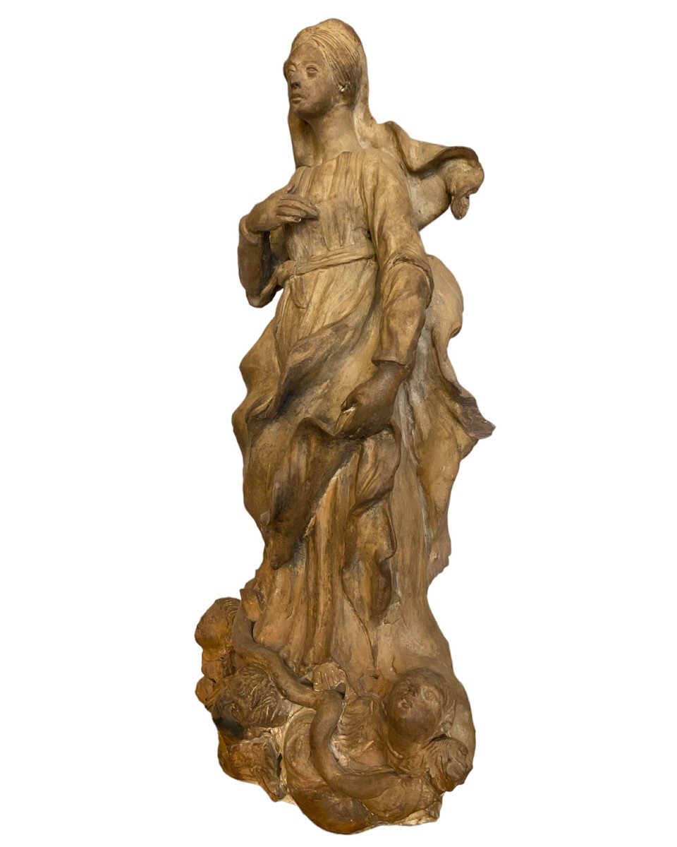 Scultura in terracotta raffigurante Madonna  del settecento-photo-2
