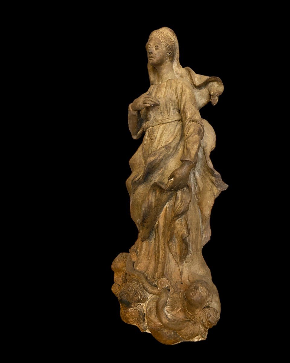 Scultura in terracotta raffigurante Madonna  del settecento-photo-2