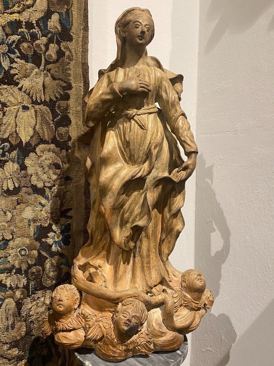 Scultura in terracotta raffigurante Madonna  del settecento-photo-4