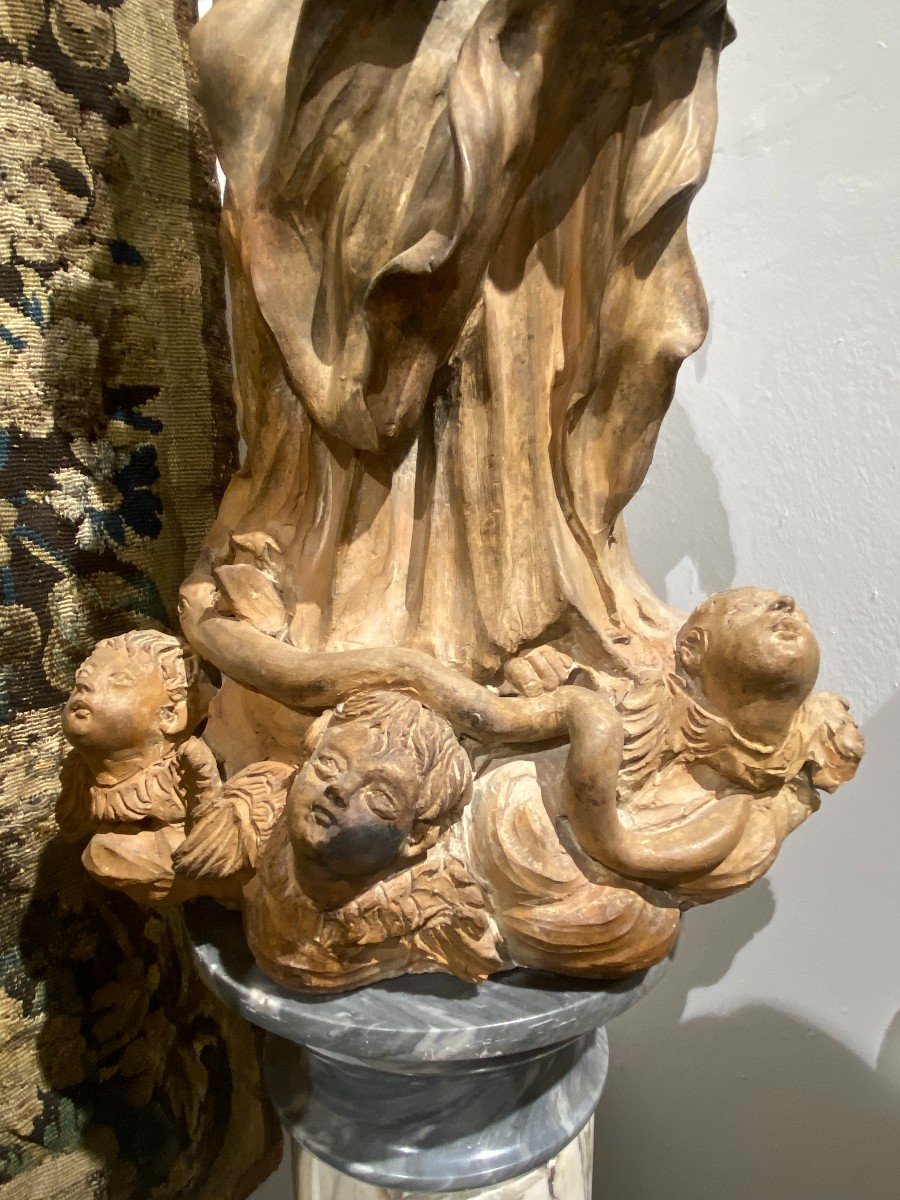 Scultura in terracotta raffigurante Madonna  del settecento-photo-8