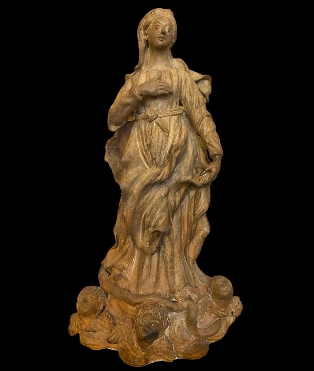 Scultura in terracotta raffigurante Madonna  del settecento