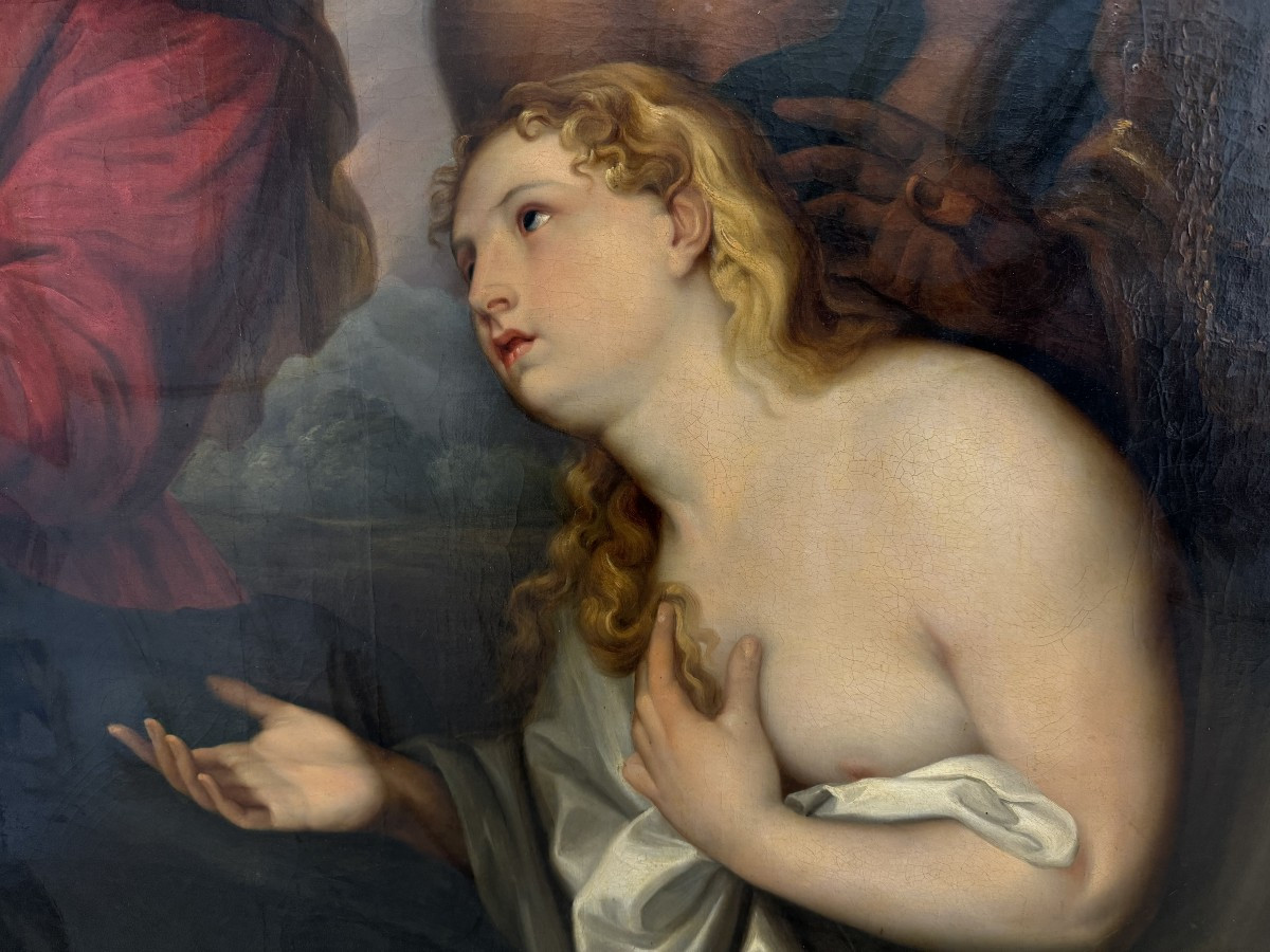 Madonna Col Bambino E Tre Peccatori Pentiti. (da Van Dyck). XIXsec. 