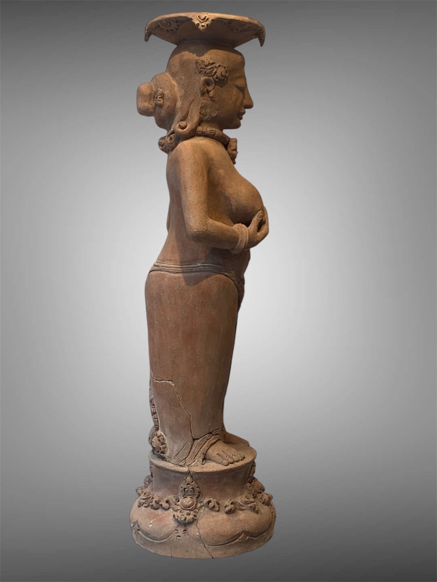 Majapahit, Giava, Figura Femminile in Terracotta, XIV-XV sec-photo-3