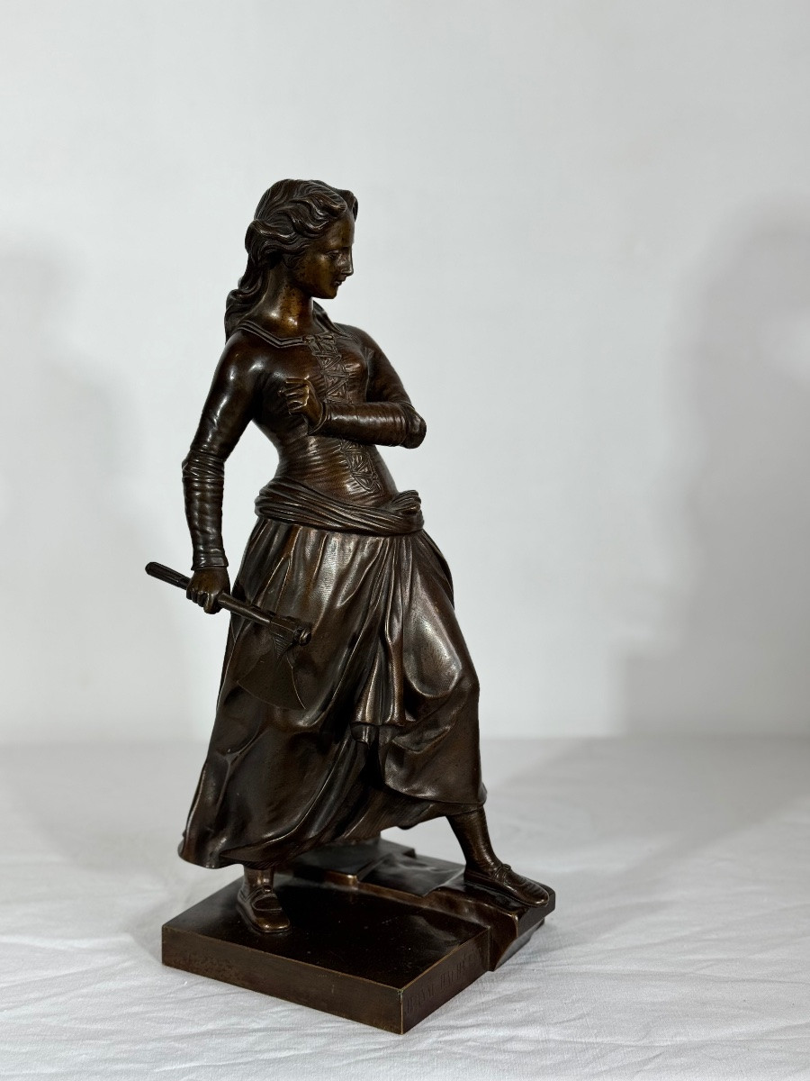 Jeanne Hachette, bronzo Susse Frère Francia, XIX sec-photo-2