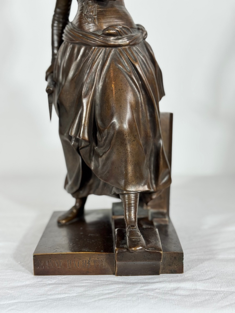 Jeanne Hachette, bronzo Susse Frère Francia, XIX sec-photo-1