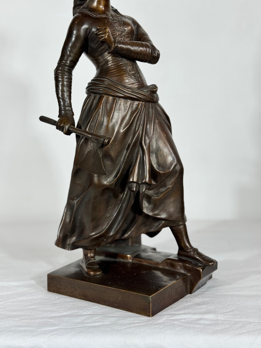 Jeanne Hachette, bronzo Susse Frère Francia, XIX sec-photo-3