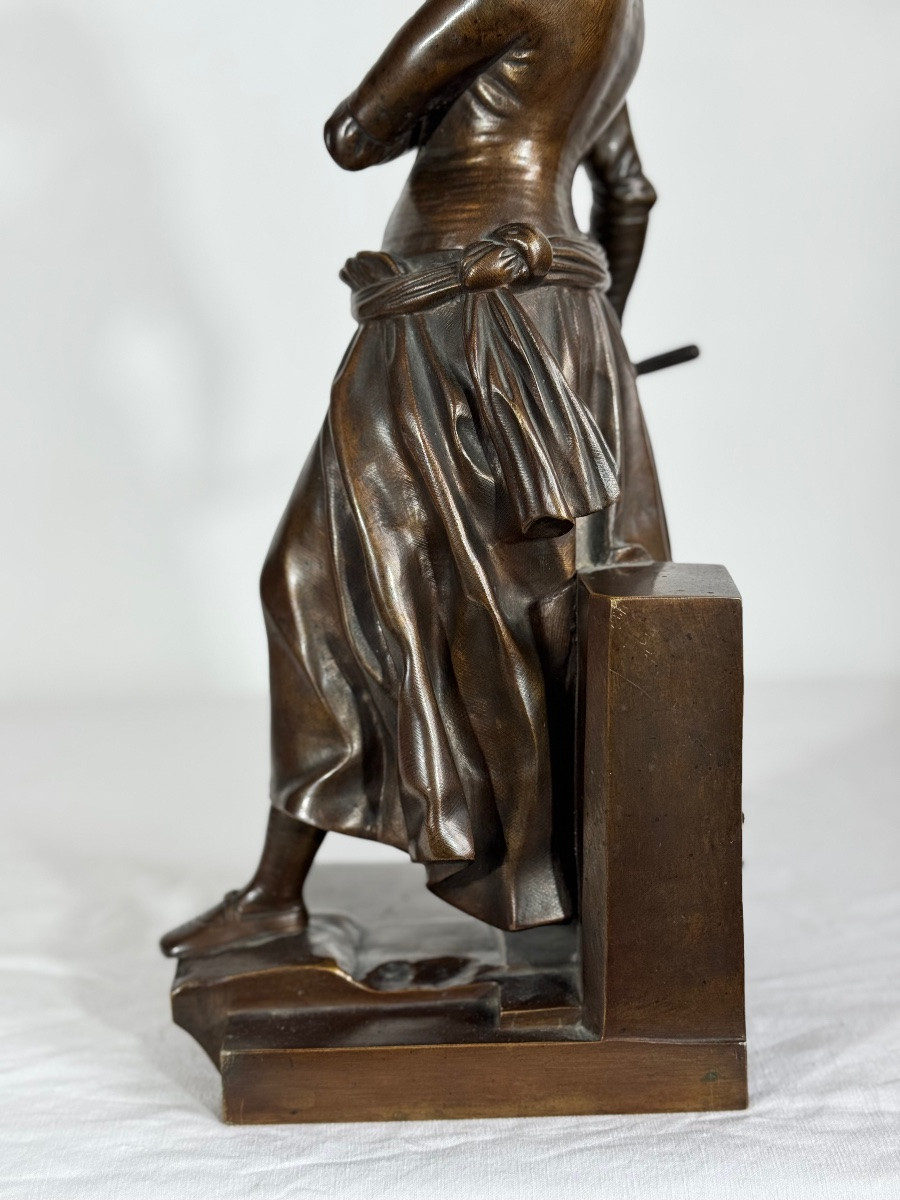 Jeanne Hachette, bronzo Susse Frère Francia, XIX sec-photo-4