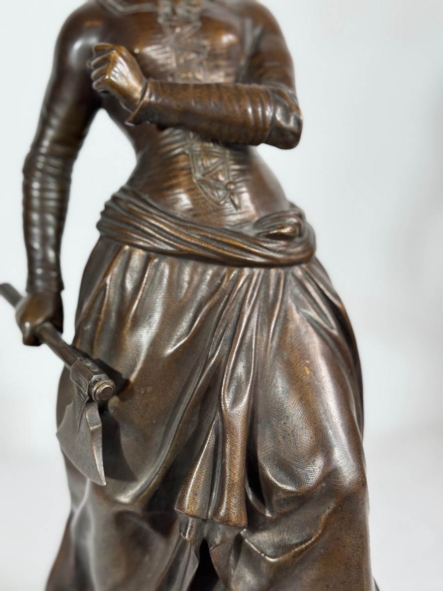 Jeanne Hachette, bronzo Susse Frère Francia, XIX sec-photo-7