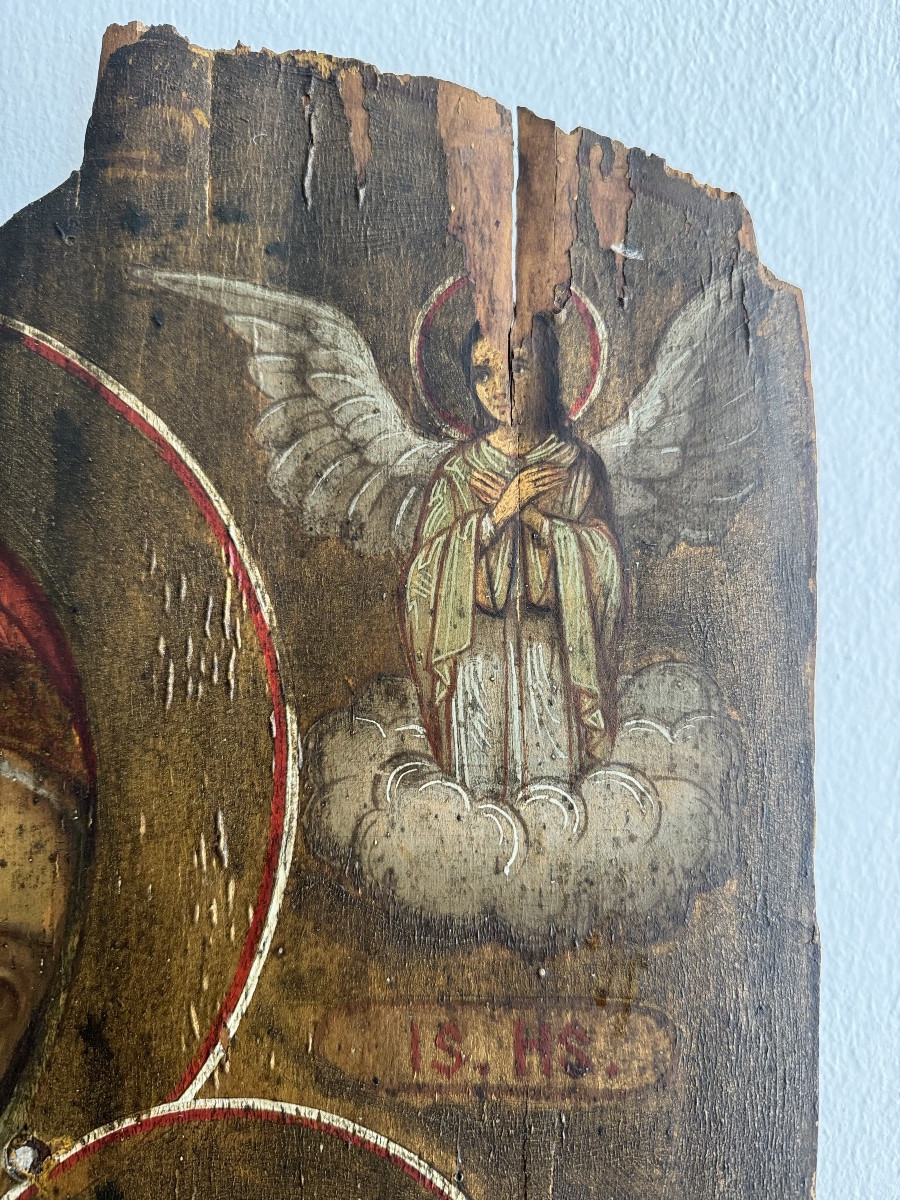 Olio su Tavola, Madonna di Kazan al Bambino Salvatore Del Mondo - Veneto Cretese, XVII-photo-4