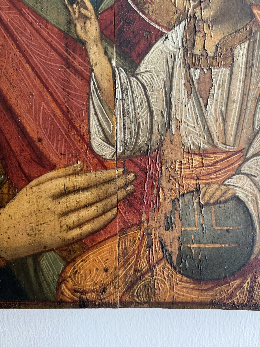 Olio su Tavola, Madonna di Kazan al Bambino Salvatore Del Mondo - Veneto Cretese, XVII-photo-1
