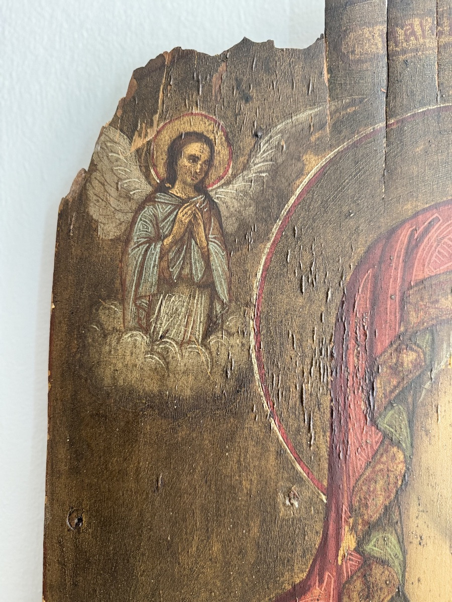 Olio su Tavola, Madonna di Kazan al Bambino Salvatore Del Mondo - Veneto Cretese, XVII-photo-2