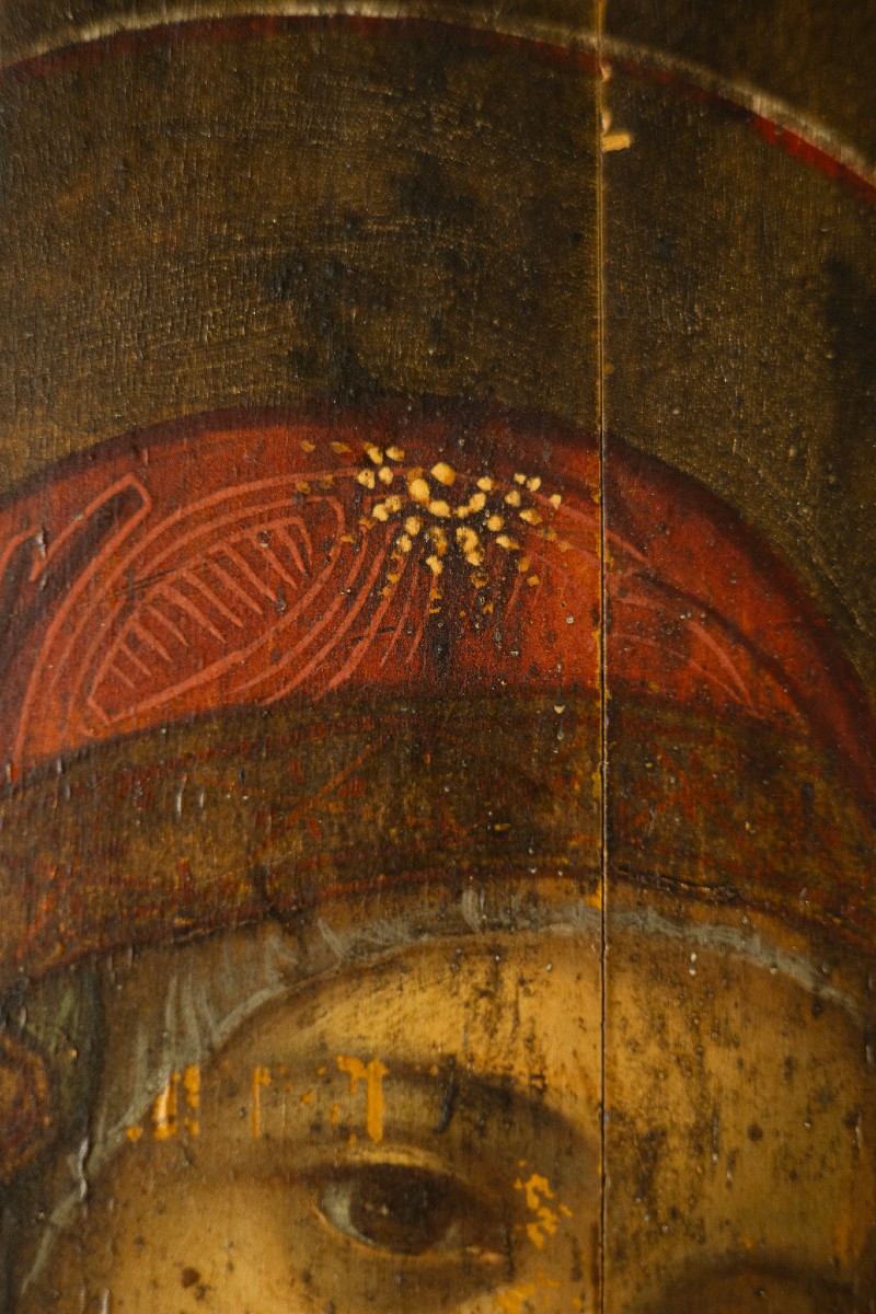 Olio su Tavola, Madonna di Kazan al Bambino Salvatore Del Mondo - Veneto Cretese, XVII-photo-5