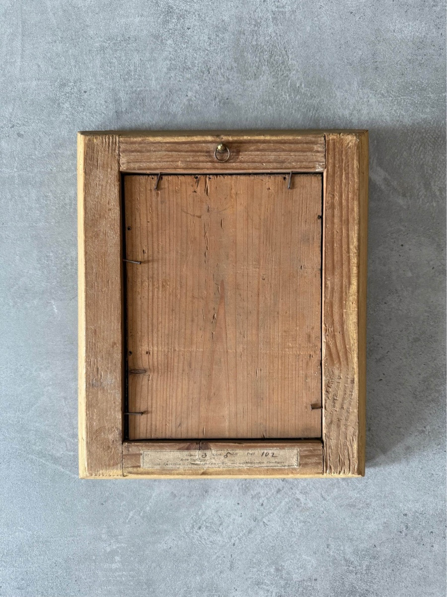 Ritratti borghesi, coppia di oli su legno - Scuola francese, XIX sec-photo-1