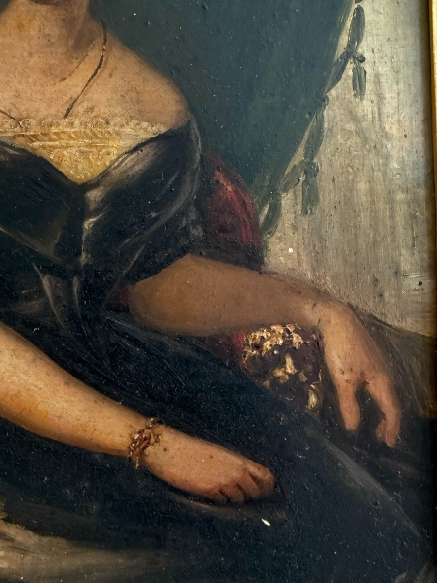Ritratti borghesi, coppia di oli su legno - Scuola francese, XIX sec-photo-4