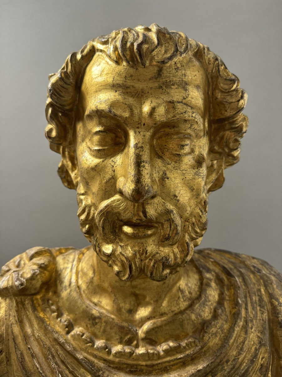 Busto ligneo dell'imperatore romano Marco Aurelio - seconda metà del XVII secolo-photo-2