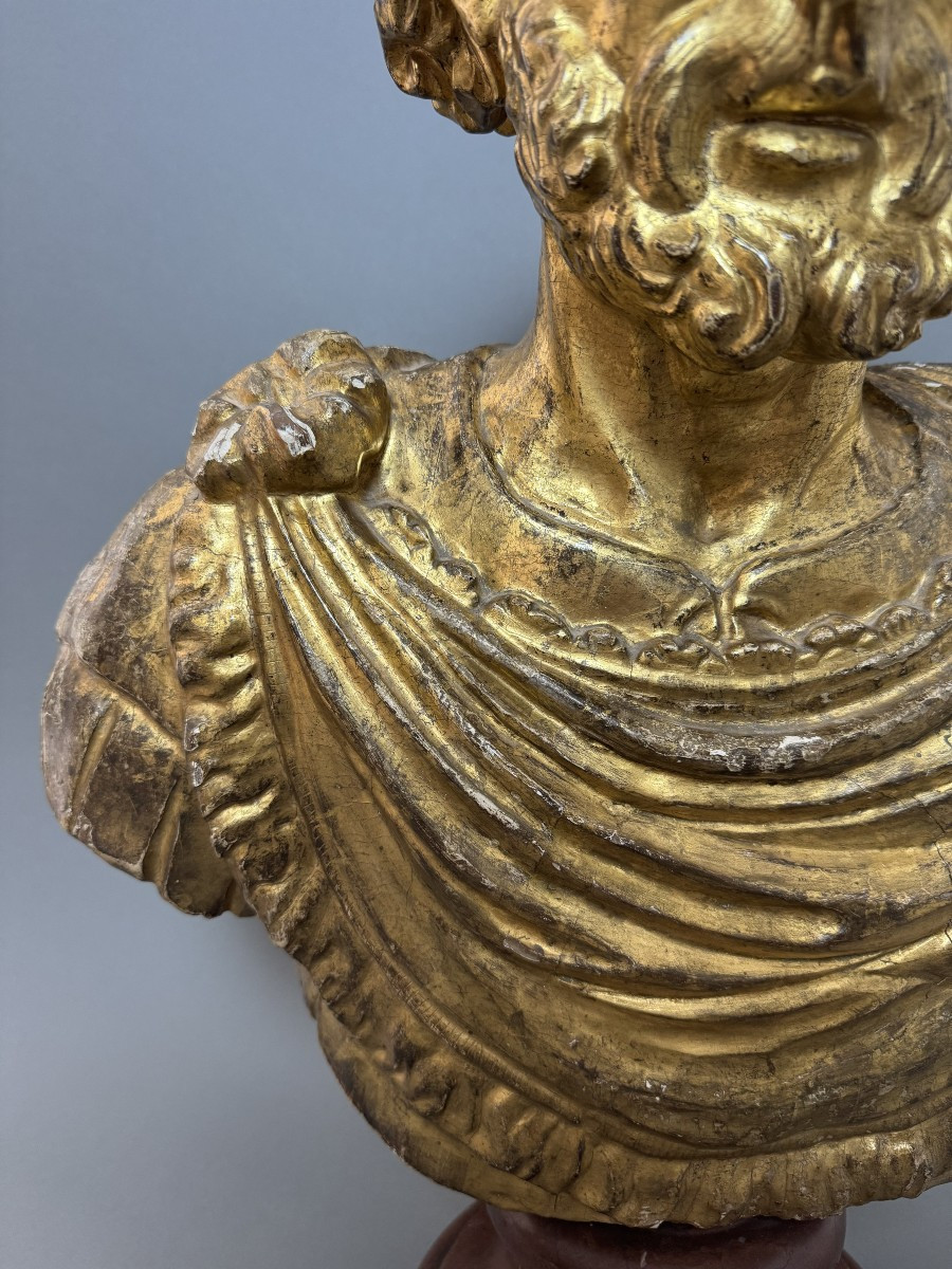Busto ligneo dell'imperatore romano Marco Aurelio - seconda metà del XVII secolo-photo-3