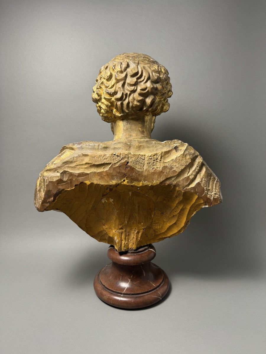 Busto ligneo dell'imperatore romano Marco Aurelio - seconda metà del XVII secolo-photo-2