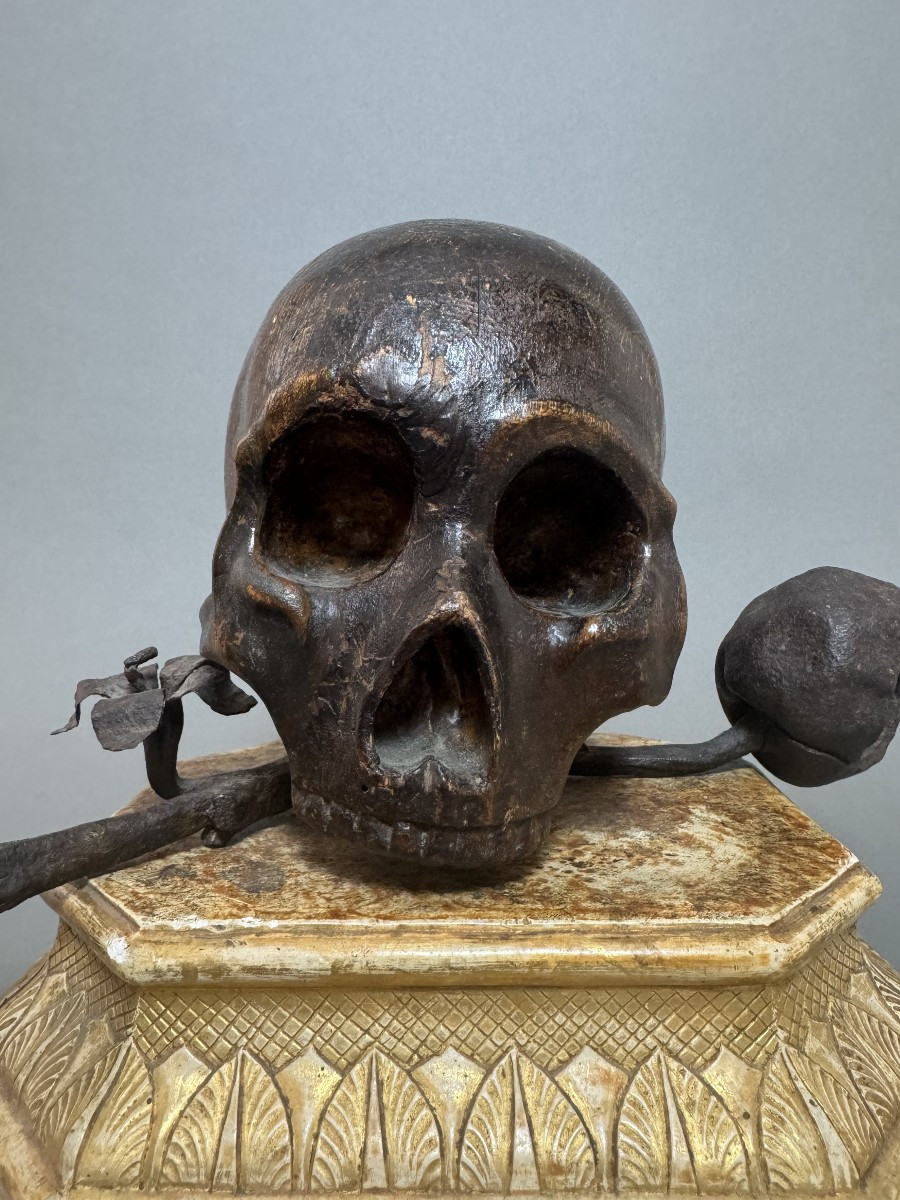 Vanitas su base in legno dorato del XVII secolo - Italia-photo-2
