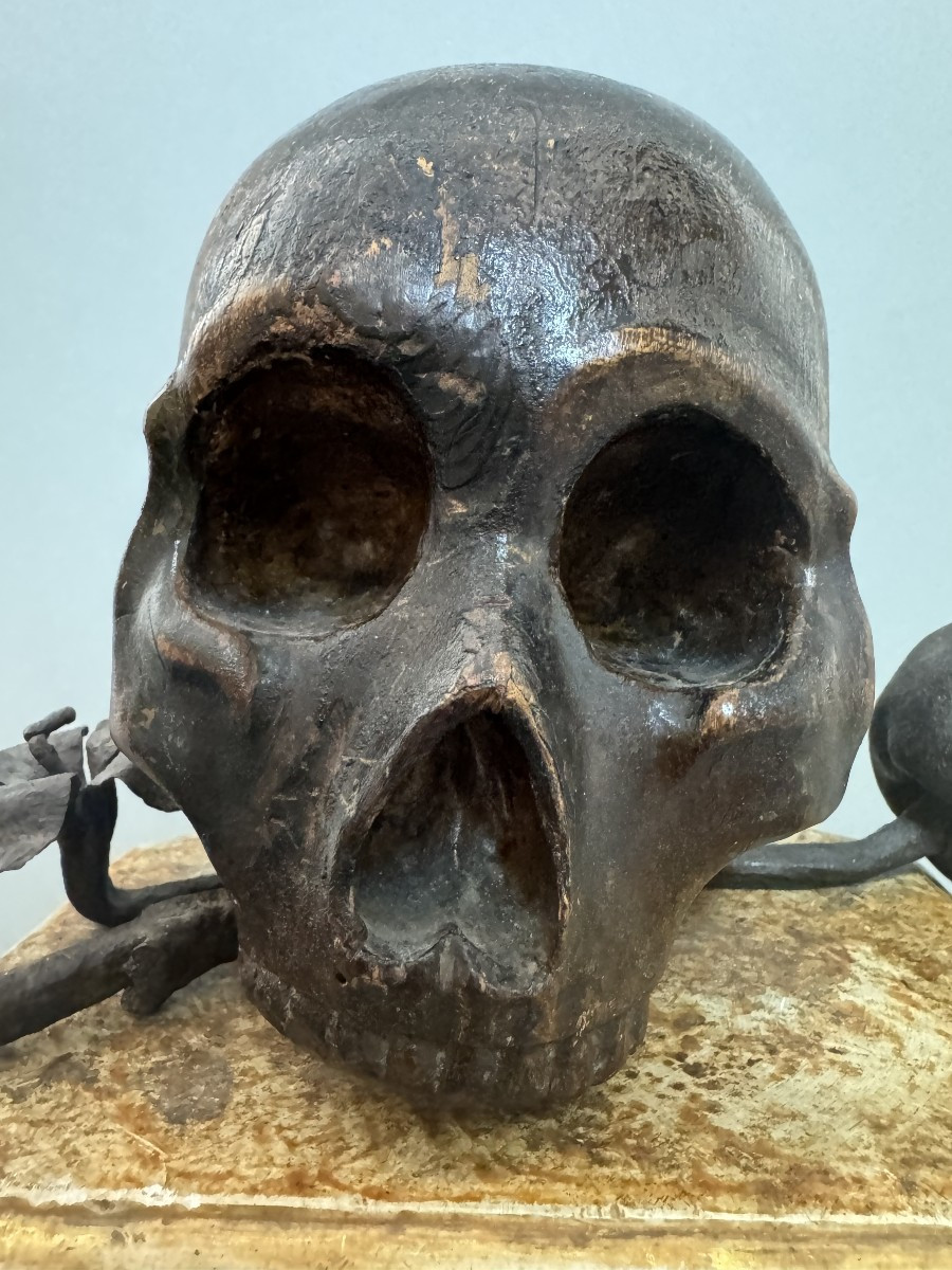 Vanitas su base in legno dorato del XVII secolo - Italia-photo-3