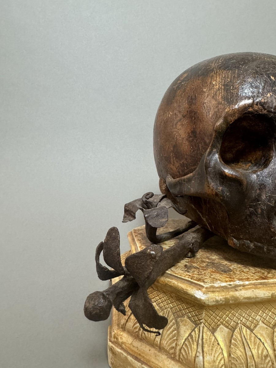 Vanitas su base in legno dorato del XVII secolo - Italia-photo-1