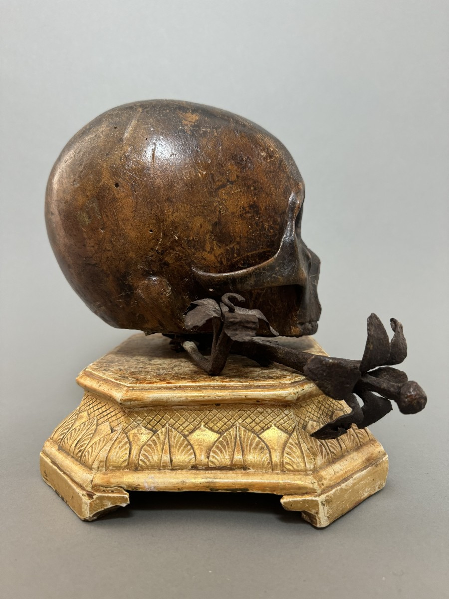 Vanitas su base in legno dorato del XVII secolo - Italia-photo-3