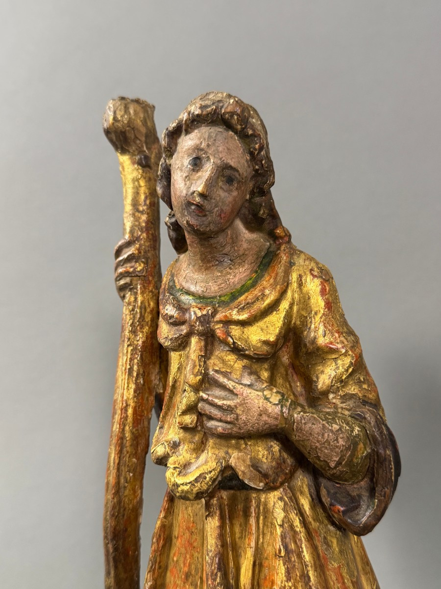 Portacandele in legno dorato con tracce di policromia -  fine XVII secolo - Italia centrale -photo-3