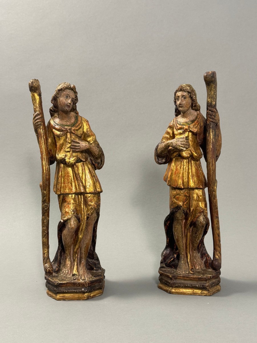 Portacandele in legno dorato con tracce di policromia -  fine XVII secolo - Italia centrale -photo-2