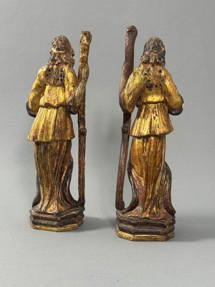 Portacandele in legno dorato con tracce di policromia -  fine XVII secolo - Italia centrale -photo-2
