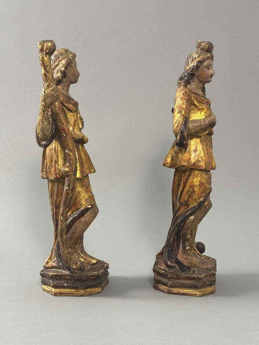 Portacandele in legno dorato con tracce di policromia -  fine XVII secolo - Italia centrale -photo-6