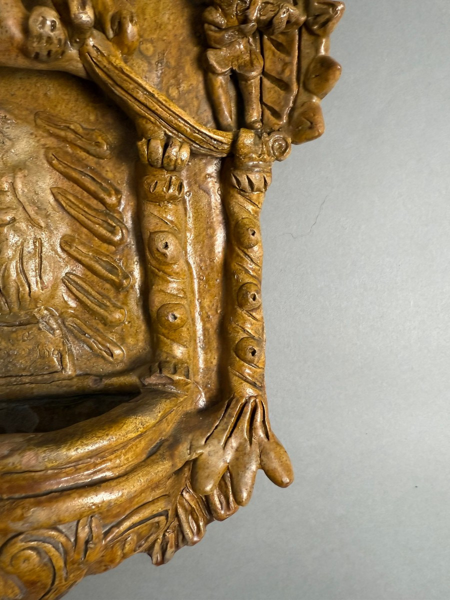 Rara acquasantiera ispano-moresca in terracotta - periodo XVIII secolo-photo-2