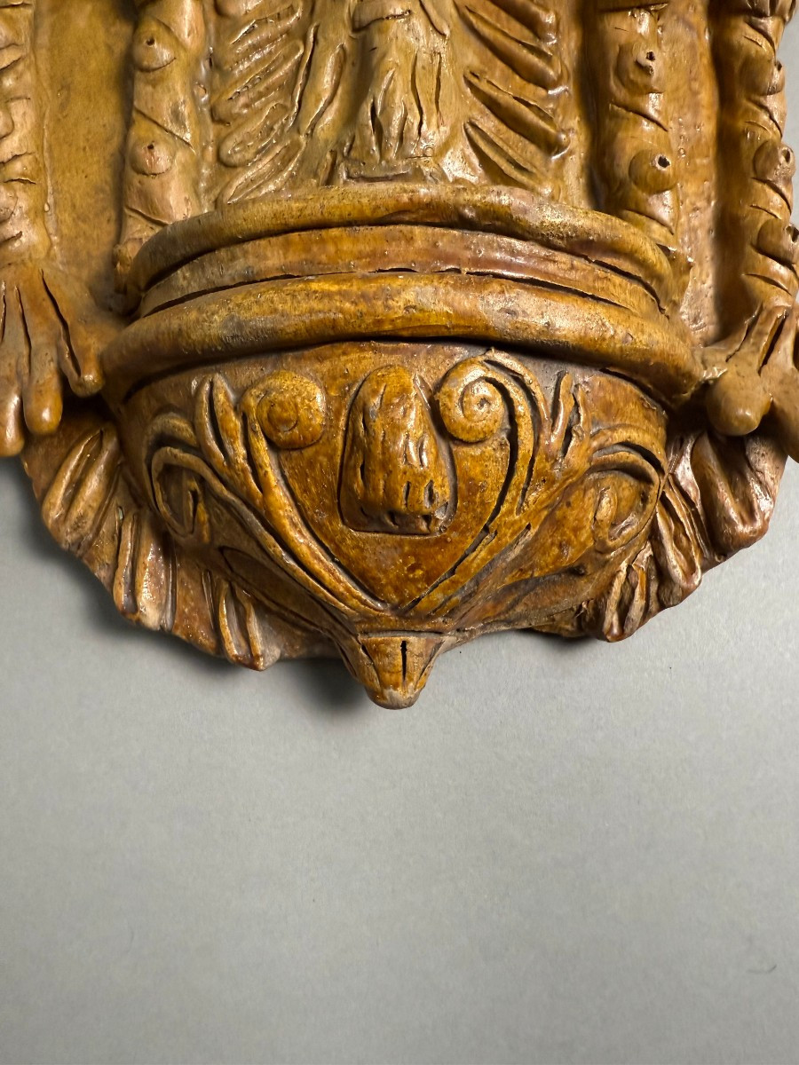 Rara acquasantiera ispano-moresca in terracotta - periodo XVIII secolo-photo-3