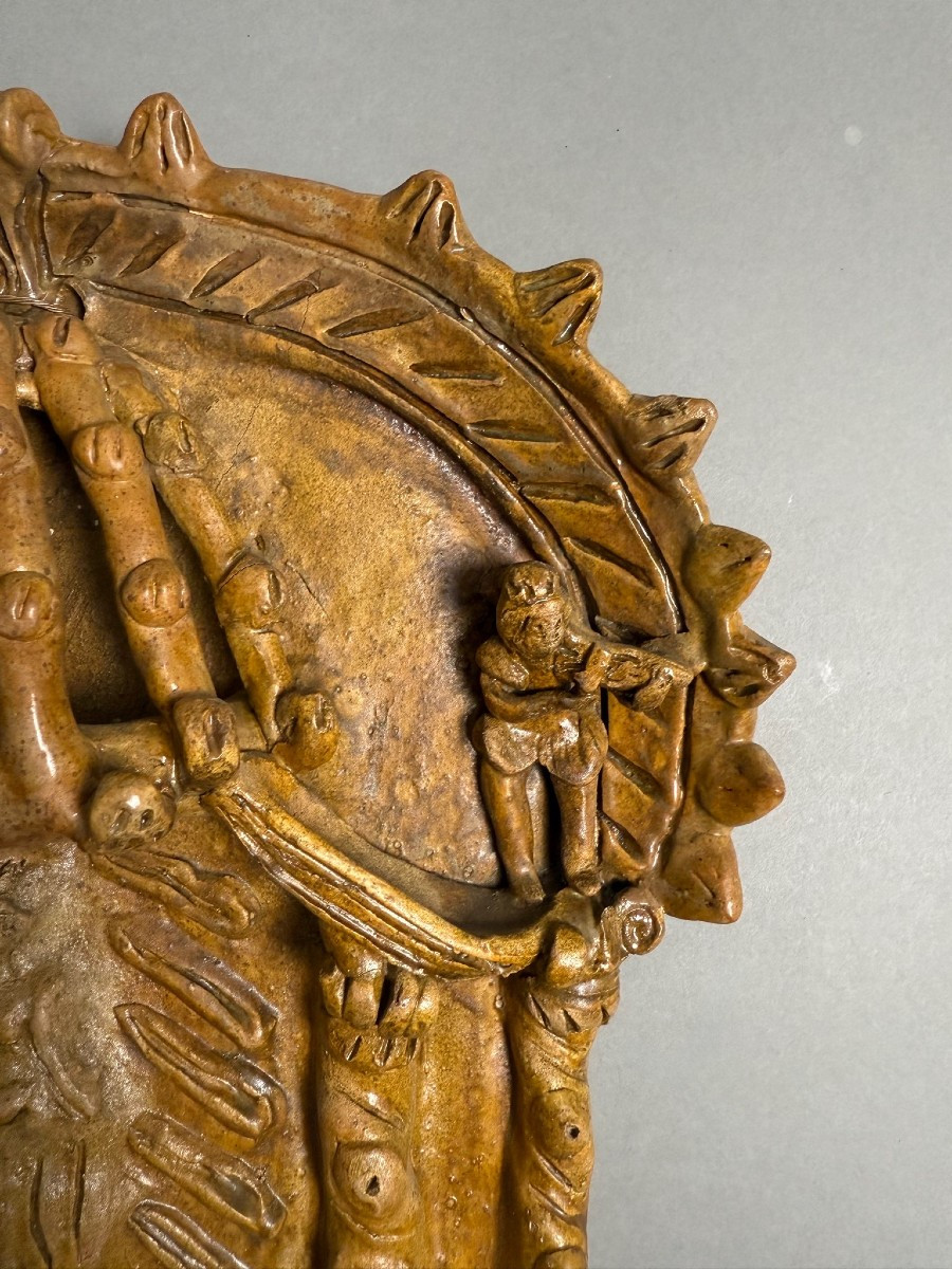 Rara acquasantiera ispano-moresca in terracotta - periodo XVIII secolo-photo-2