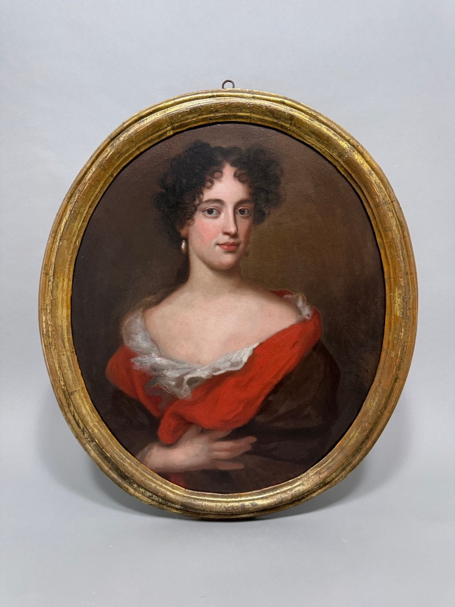 Jacob Ferdinand Voet (1639-1700). Ritratto di dama con scialle rosso-photo-2